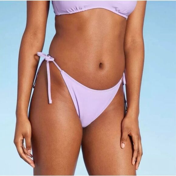 Wild Fable Purple Lavender Low Rise High Cut Cheeky Swim Bikini Bottoms Large - Picture 1 of 5